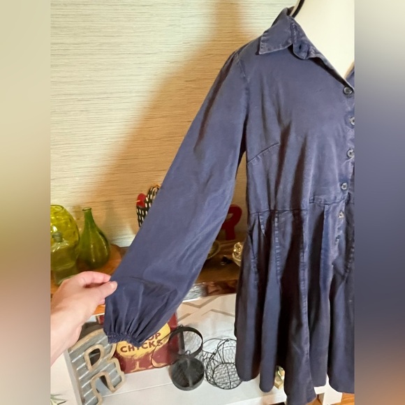 Free People Marvelous Mia Solid Mini Dress Buttondown Babydoll Long Sleeve Small - Picture 4 of 10